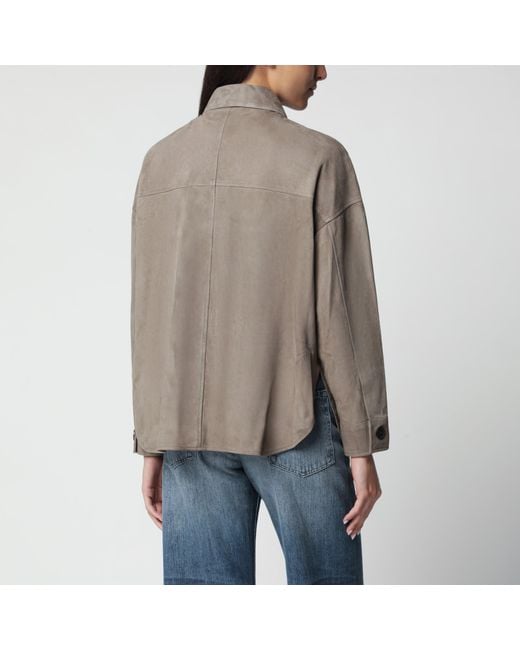 Arma Gray Taupe Kaylee Suede Shirt Jacket