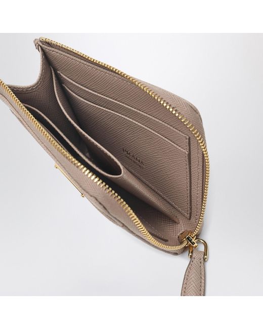 Prada Natural Small Blush Saffiano Leather Ziparound Wallet