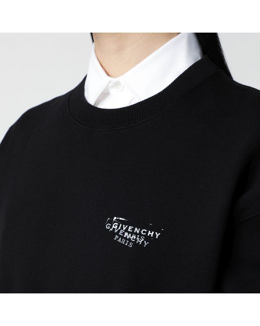 Givenchy Black Brushed Cotton Sweatshirt With Logo
