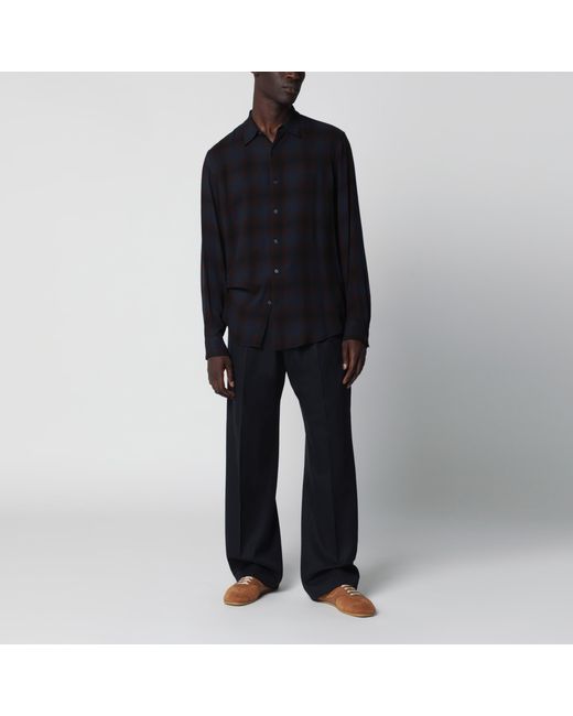 Dries Van Noten Black Check-Pattern Viscose Shirt for men