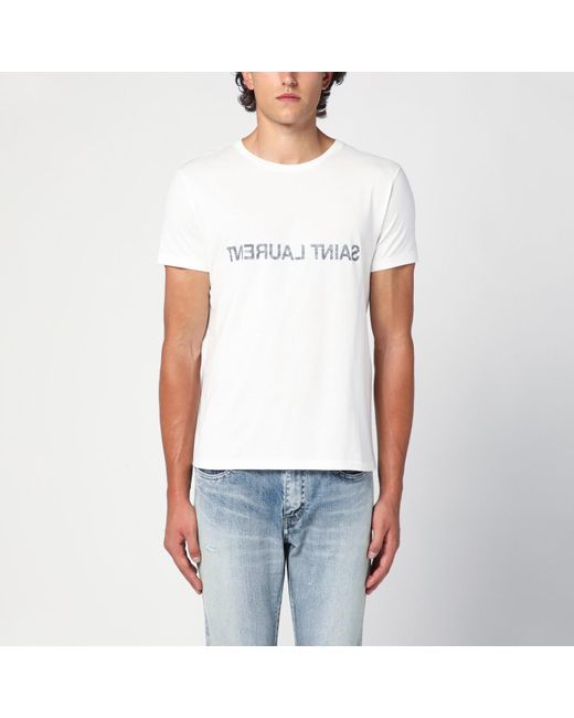 Saint Laurent White Cotton Crew-neck T-shirt for men