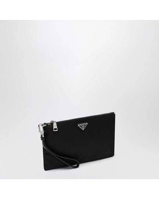 Pouch nera in re-nylon e saffiano di Prada in Black da Uomo
