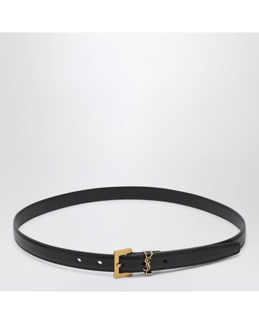 Saint Laurent Black Cassandre Thin Belt