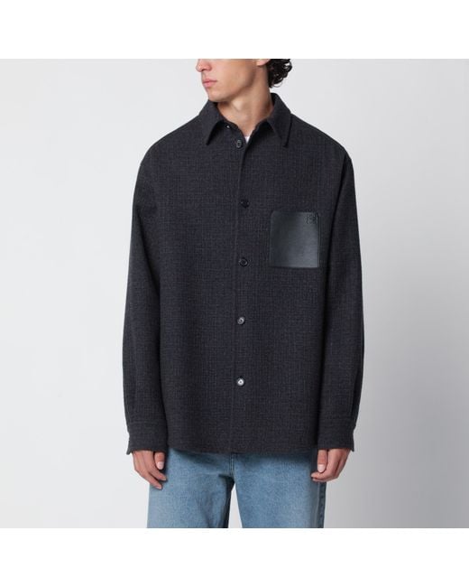 Loewe Black Dark Shirt Jacket With Anagram Pocket for men