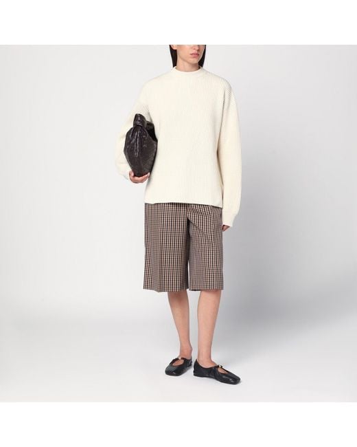 Jil Sander White Ribbed Crewneck Sweater