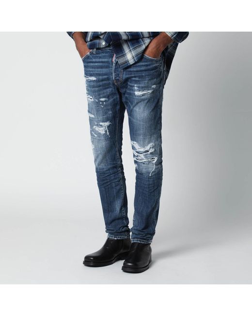 DSquared² Blue Slim Washed Jeans With Rips for men