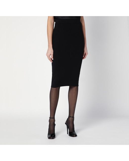 Gonna a matita nera in lana di Saint Laurent in Black
