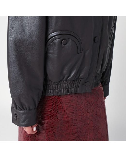 Blazé Milano Gray Ebony Leather Bomber Jacket