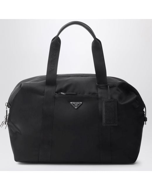 Prada Black Re-Nylon And Saffiano Travel Bag for men