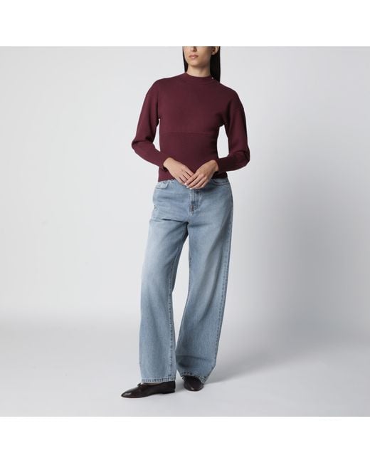 Anine Bing Purple Viscose-Blend Knit Sweater
