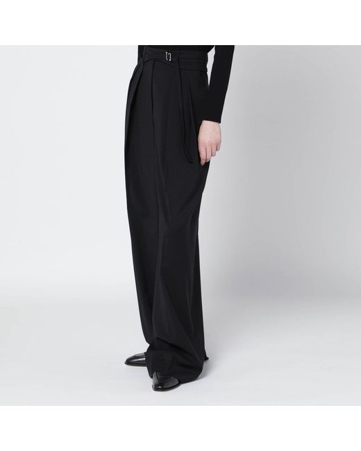 Sportmax Black Wide-Leg Stretch-Wool Trousers