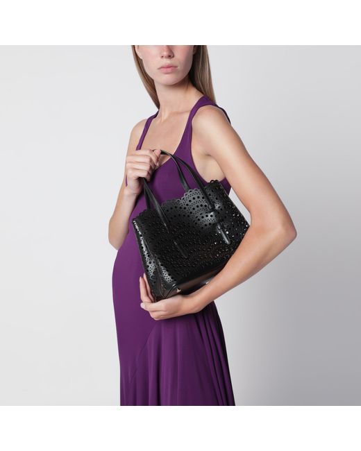 Alaïa Black Mina 25 Calfskin Leather Tote Bag