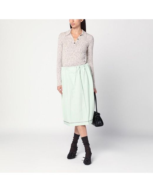 Prada White Aqua-Coloured Cotton Skirt