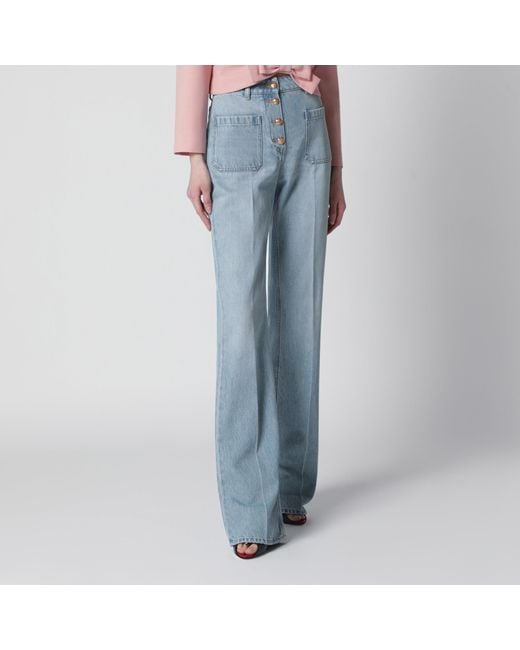 Valentino Blue Straight-Leg Cotton Denim Jeans