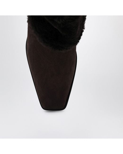 Totême Black Suede And Shearling Ankle Boots