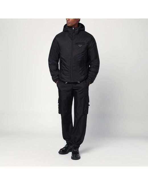 Prada Schwarze Gefütterte Jacke Aus Re-Nylon in Black für Herren