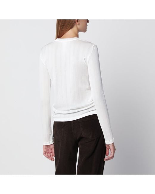 The Row White Dantea Long-Sleeve Cotton T-Shirt