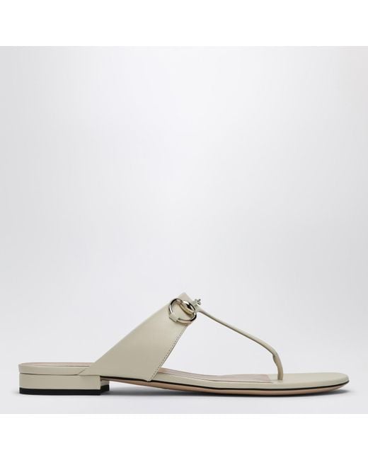 Gucci Natural Flip-Flops With Ivory Leather Clamp