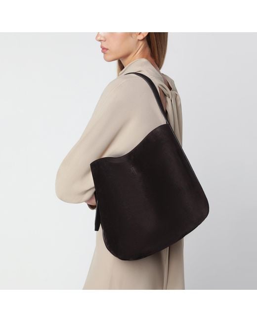 Totême Black Espresso Medium Suede Tote Bag