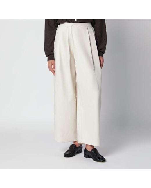 Source Unknown Natural Leiko Ivory Wide-Leg Trousers
