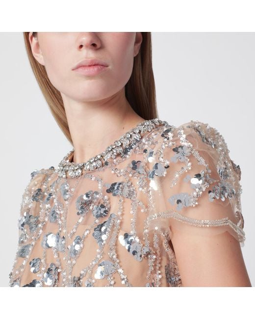 Self-Portrait Metallic Sequin-Embellished Midi Dress