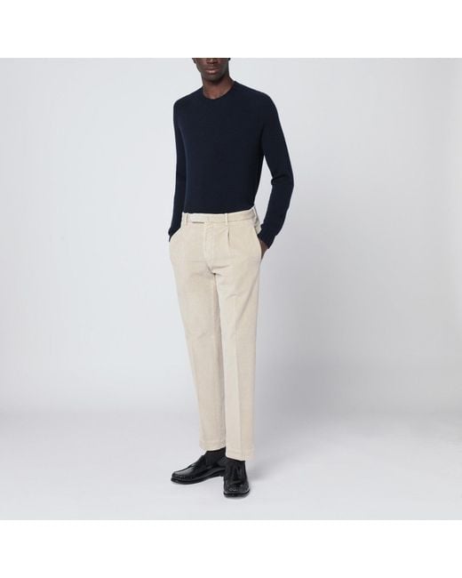 Santaniello White Off Corduroy Trousers for men