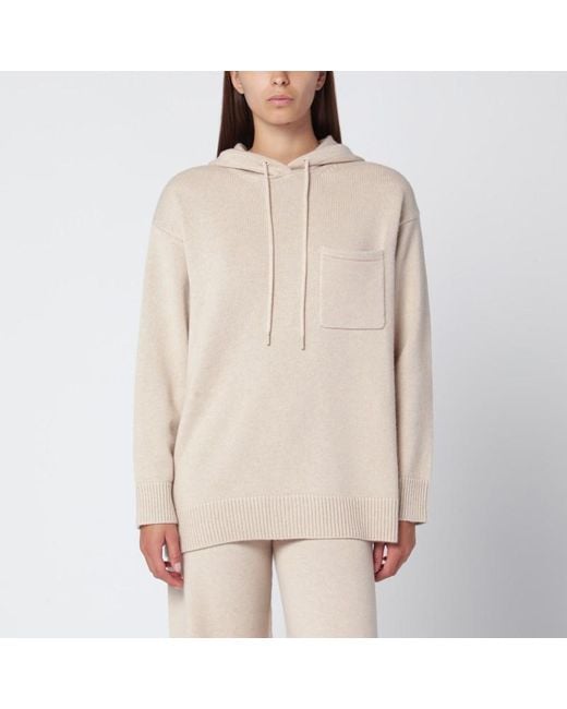 Max Mara Natural Wool And Cashmere Knit Hoodie