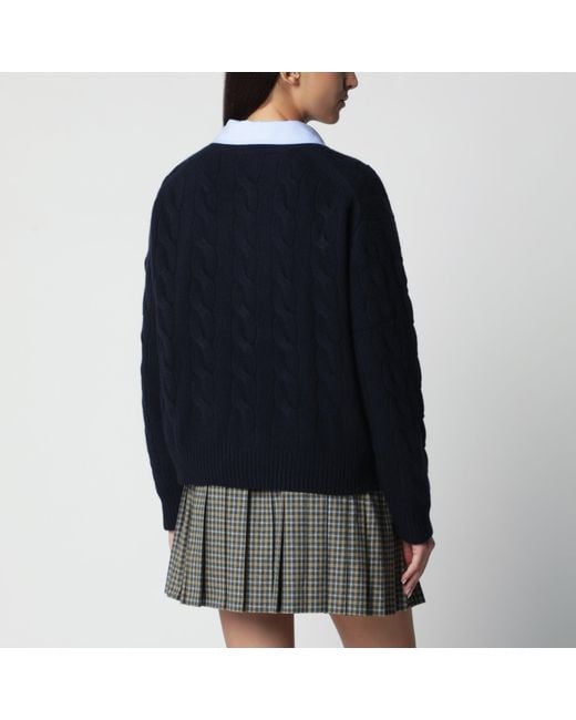 Polo Ralph Lauren Black Crewneck Cable-Knit Wool And Cashmere Sweater