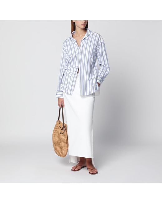 Weekend by Maxmara Blue Striped Shirt With Sangallo Insert
