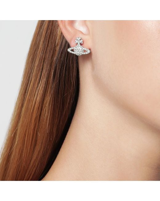 Vivienne Westwood Metallic Stud Earrings Grace Bas Relief With Crystals