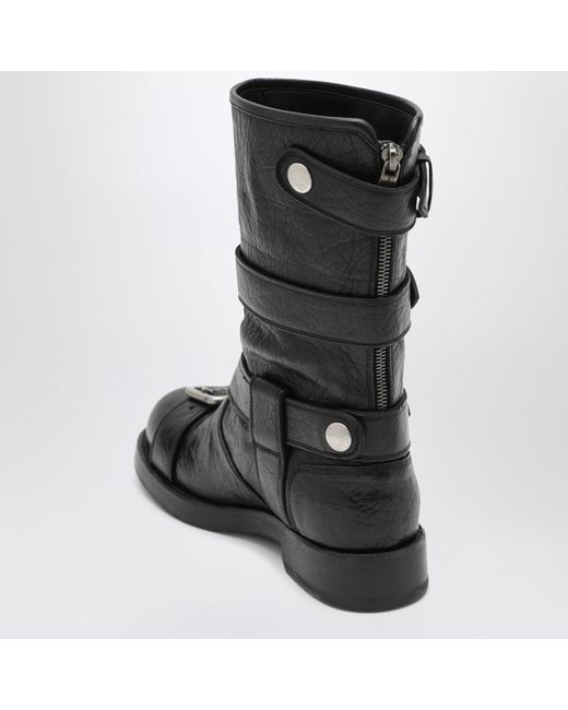 Dolce & Gabbana Black Leather Boots With Straps