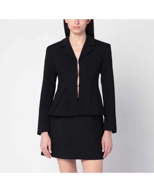 Ganni Black Jacket In Crêpe