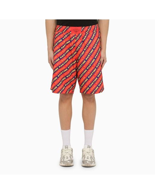 Martine Rose Red Bermuda Shorts With Logo Print for men