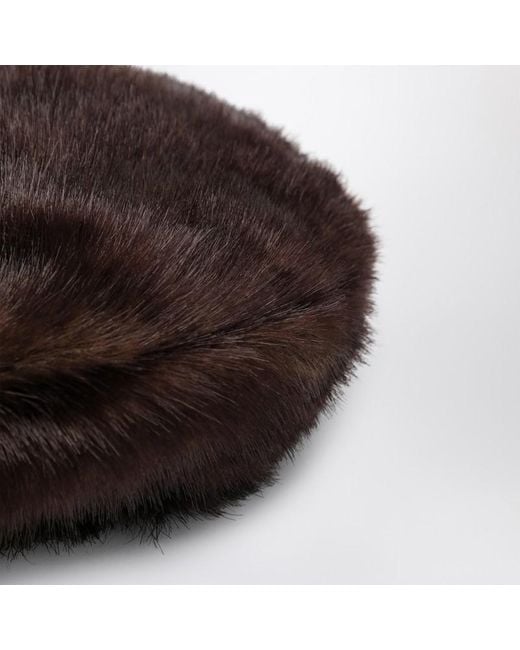 Stand Studio Brown Solene Beret In Fur