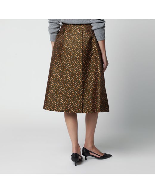 Prada Brown Military Floral Skirt