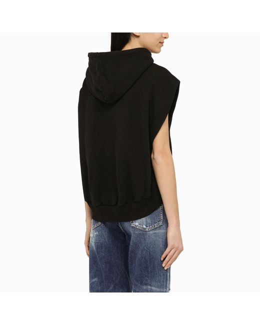 DSquared² Black Sleeveless Cotton Sweatshirt With Logo