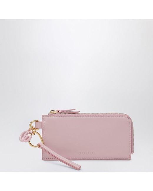 Gucci Pink Card Holder With Gg Charm