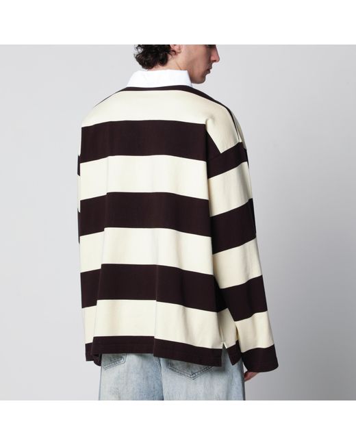 Balenciaga Blue Striped Jersey Polo Shirt for men