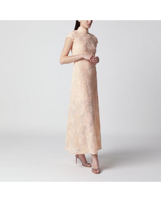 ROTATE BIRGER CHRISTENSEN Natural Vanilla Dress With Floral Appliqués