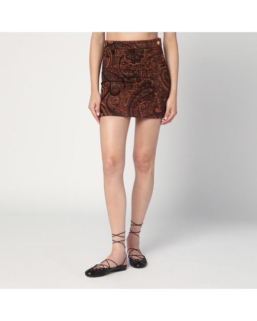 Chloé Brown Mini Skirt With Jacquard Pattern
