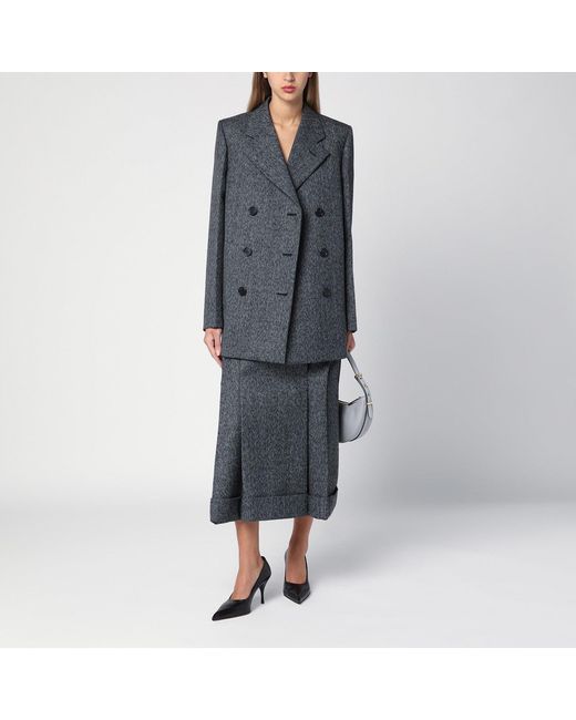 Prada Gray Double-breasted Jacket In Prince Of Wales