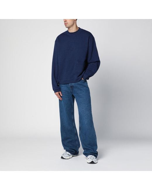 スウェット・トレーナー BRAIN DEAD INDIGO COTTON FLEECE CREW NECK SWEATSHIRT Brain Dead Indigo Cotton Fleece Crew Neck Sweatshirt in Blue
