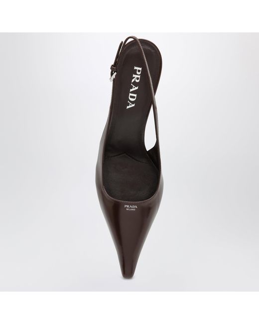 Prada Black Burnt Leather Slingback Pumps