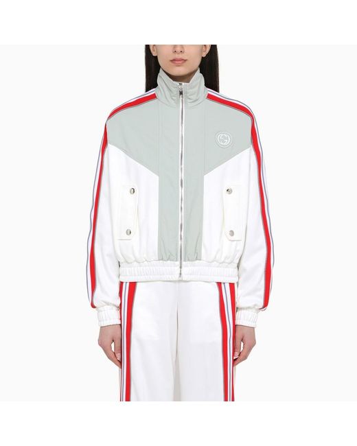 Felpa bianca/grigia/rossa in jersey tecnico di Gucci in Red