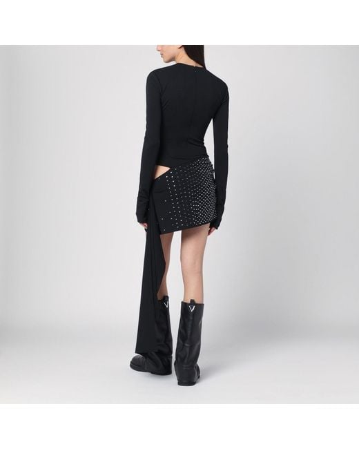The Attico Black Mini Dress With Thermostrass