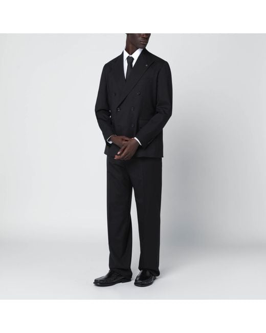 Tagliatore Black Doublebreasted Suit for men