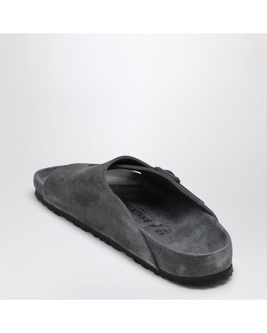 Slide zürich exquisite grigia in pelle scamosciata di Birkenstock in Black da Uomo