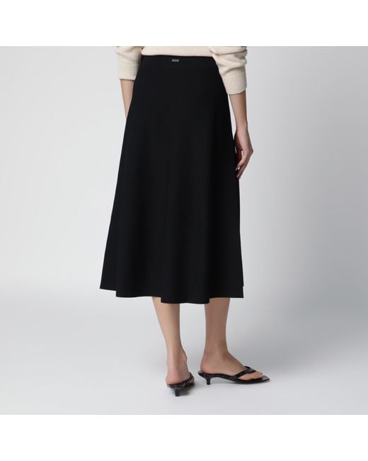 Max Mara Black Flared Midi Skirt