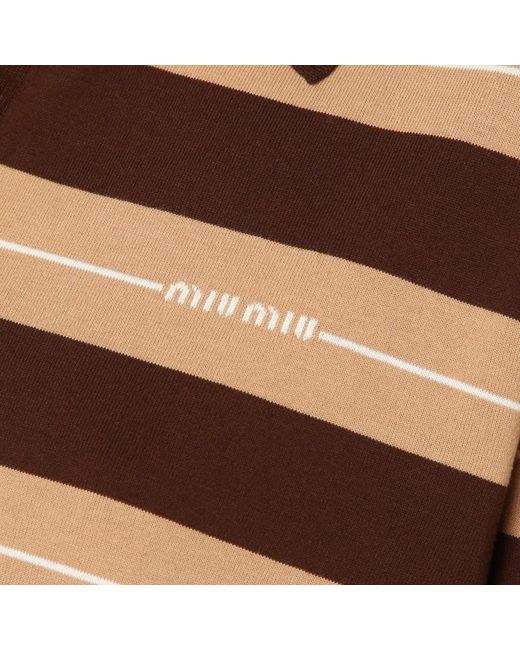 Miu Miu Brown Langarm-Polo Cocoa/Karamell