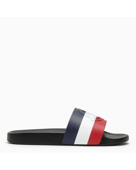 Moncler Blue Basile Slide With Tricolour Band And Logo for men